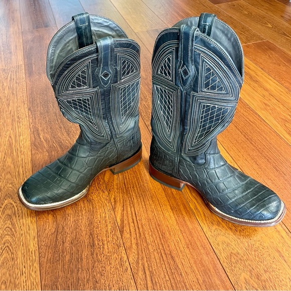 Stetson BLACK FALLS ALLIGATOR COWBOY BOOT size 9 1/2 EE - Picture 3 of 16